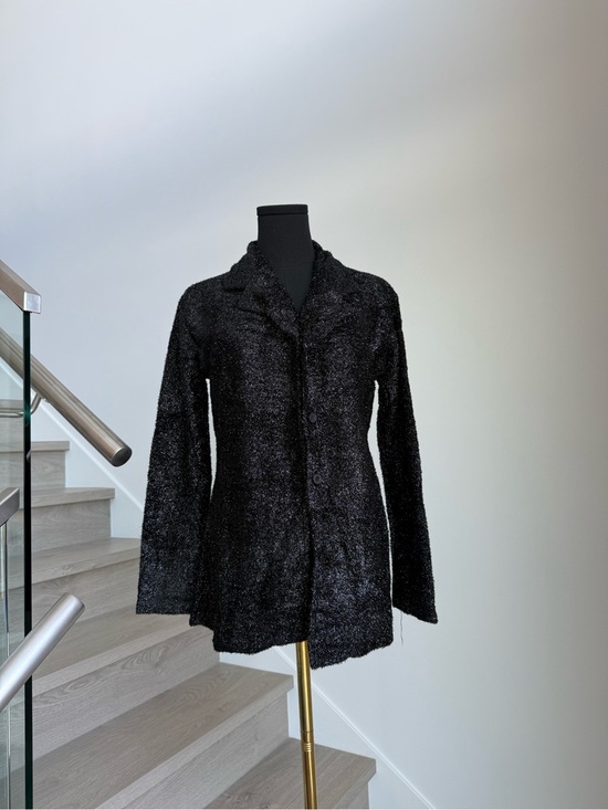 Tops - Black Women's Shimmery Button-Front Jacket